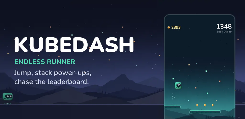 KubeDash: jump, stack power-ups, chase the leaderboard