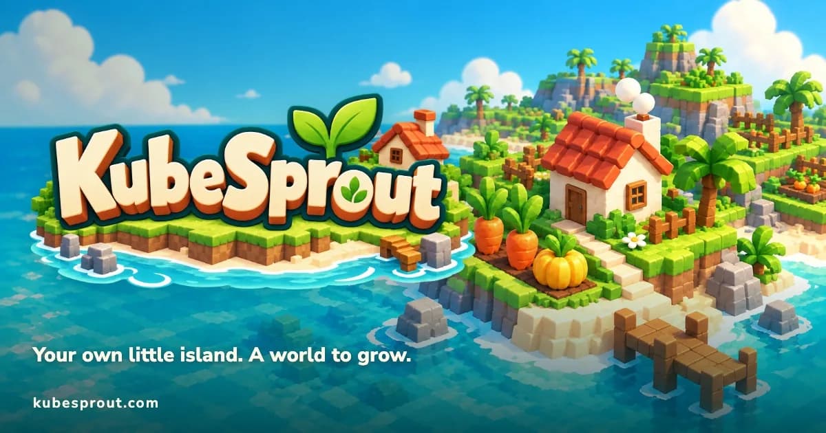 The KubeSprout logo over an illustrated island